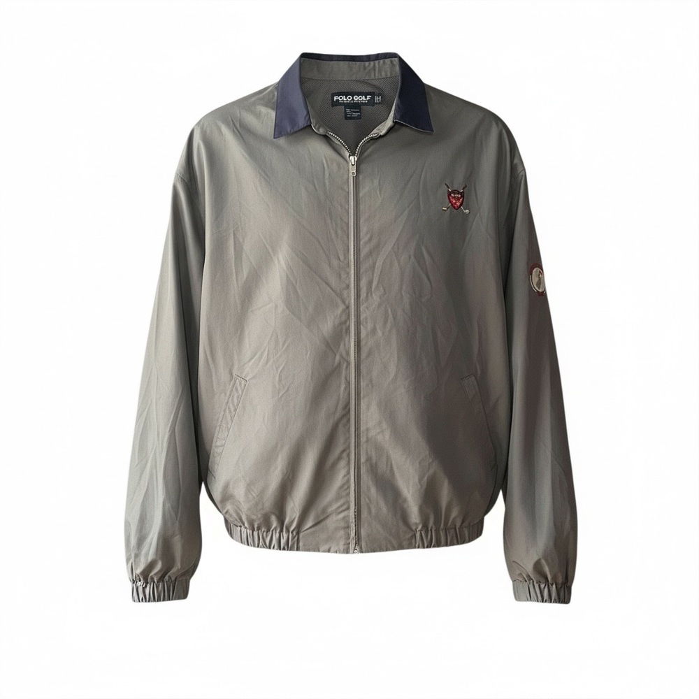 XL Polo Golf Nylon Swing Top Gray Ralph Lauren Logo Embroidery 90S 90 Jacket